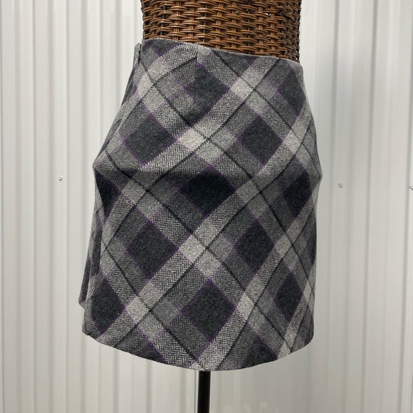 Vintage 35th & 10th Brand wool blend purple/black/gray Plaid Patterned Skirt - Picture 2 of 14